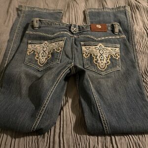 Antik Denim Blue Boot Cut Jeans with Embroidery